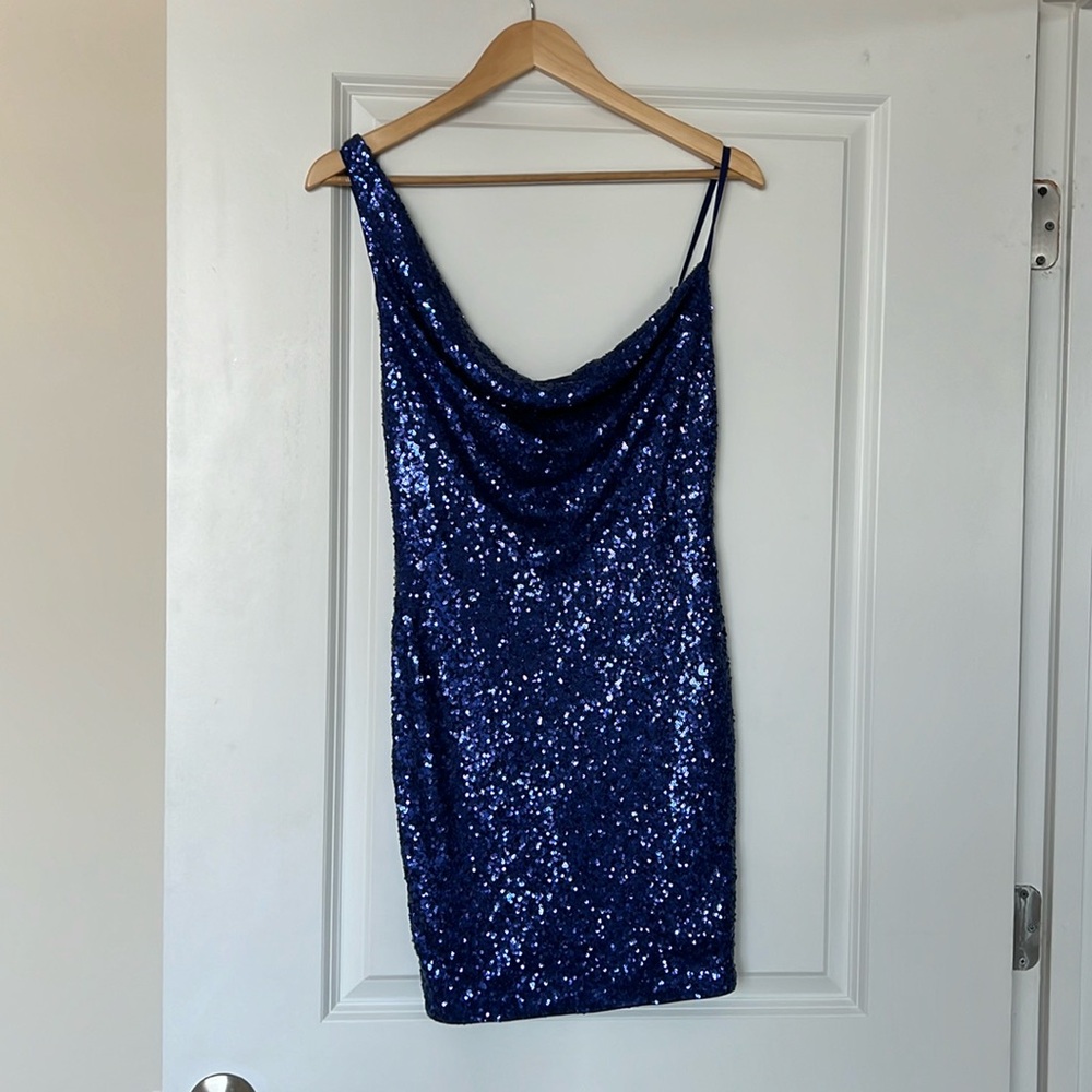 Hello Molly Citadel Skies Sequin Mini Dress in Cobalt